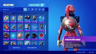 Antheia  Fortnite Outfit Skin Ingame with quotSteelfeather Shieldquot and all Variants [upl. by Raji]