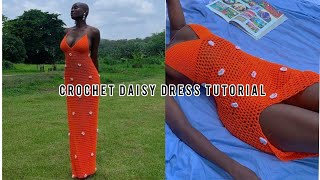 Crochet daisy dress tutorial [upl. by Idelle]