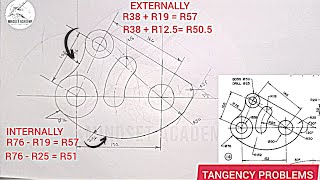 TANGENCY PROBLEMS IN TECHNICAL DRAWINGS AND ENGINEERING [upl. by Nnayar]