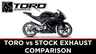 Toro Hex Cone vs Stock Exhaust Sound Comparison Yamaha YZFR125 [upl. by Etti217]