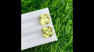 945 Carats Lemon Quartz Earring Pair Natural Quartz Pair Asscher Shape [upl. by Lacym]