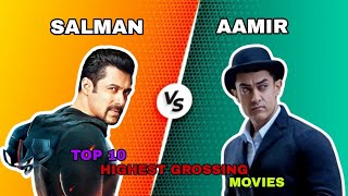 Salman Khan Vs Aamir Khan Top 10 Highest Grossing Movies 🤯🎥 [upl. by Lennahc]