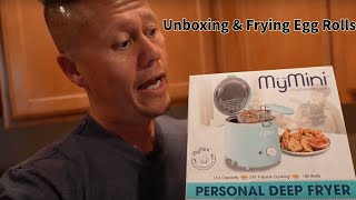 My Mini Personal DEEP FRYER Unboxing amp Frying Egg Rolls [upl. by Anaitak878]