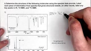 Structure Determination from Spectra 3 H NMR C NMR IR Ketone Alkyl halides Alcohols [upl. by Ernesta]