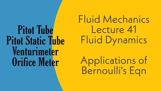 Fluid Mechanics  L41  Fluid Dynamics  Applications of Bernoulli eqn  GATE ESE [upl. by Ainnek]