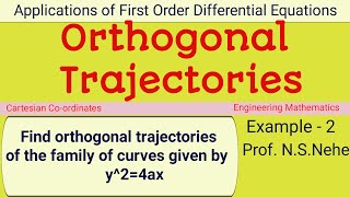 Orthogonal Trajectories  Applications of Differential Equations  Orthogonal Trajectories y2  4ax [upl. by Mycah]