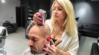 Gentle Touch Head amp Beard SHAVE for ASMR Relief – Krakow 🇵🇱 [upl. by Garrard872]