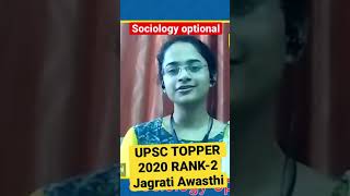 UPSC 2020 Topper Rank2 Jagrati Awasthi sociology [upl. by Lesli]