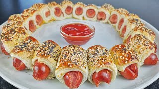 Würstchen im Blätterteig schnell amp einfach selber machen🥨 Blätterteig Rezepte Fingerfood Partysnack [upl. by Anayia402]