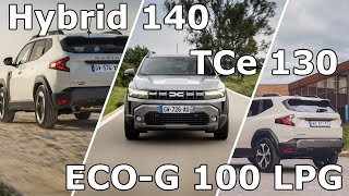 Dacia Duster TCe 130 vs Hybrid 140 vs ECOG LPG Trip drive with fuel consumption economy test mpg [upl. by Waal]