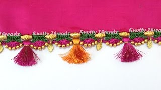 How to do Crochet  Krosha Saree Tassels using Silk Thread Beads and Kuchu at Home  Tutorial [upl. by Tabbatha]