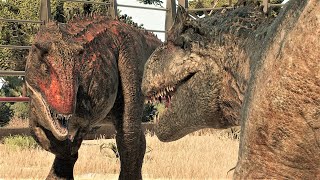 DOMINION ALLOSAURUS VS DOMINION CARNOTAURUS  Jurassic World Evolution 2 [upl. by Ttayw]