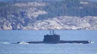 KNM quotUtsiraquot  S301  Norwegian Submarine  Hjeltefjorden  Outside Rongesundet  2015 [upl. by Ahsyas]