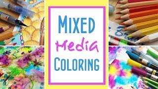 Mixed Media Coloring Tutorial How to Combine Watercolor Pencils Ink Brushes and Colored Pencils [upl. by Pauli]