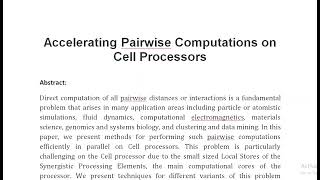 Accelerating Pairwise Computations on Cell Processors [upl. by Lebanna]