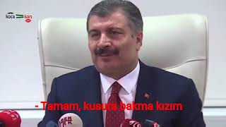 Sağlık Bakanı FAHRETTİN KOCAnın gazeteciye nezaketi  quottamam kusura bakma kızımquot 👏👏 [upl. by Fadas]