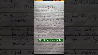 Alfred Bernhard Nobel  10 Lines on Alfred Nobel alfrednobel speechonalfrednobel ytshort [upl. by Artemas]