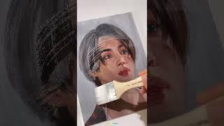 BTS 💜 A very speedy oil painting timelapse Jimin 🥀❤️💫 bts jimin btsedits youtubeshorts🤍✨ [upl. by Pain]