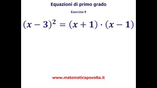 Equazioni di Primo Grado  Esercizio 9 prodotti notevoli [upl. by Riehl]