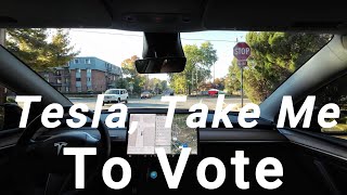 Tesla FSD Takes Me Voting [upl. by Meehan]