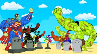 Team Hulk Spiderman Captain Vs Team Superman Ironman Deadpool  Returning from the Dead SECRET [upl. by Armil]