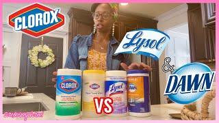 CLOROX WIPES amp PAPER TOWELS  VS LYSOL amp DAWN WIPES [upl. by Reste]