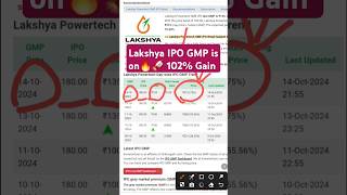 Lakshya Powertach IPO GMP is on 🔥 🚀🔥 102 Listing Gain  Lakshya IPO Review  Lakshya IPO GMP [upl. by Winer]