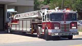 Little Rock Fire Department Tiller Truck 1 and Engine 8 Responding [upl. by Dorian]