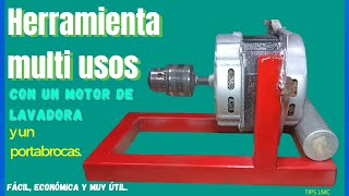 Motor de lavadora con portabrocas Cómo hacer herramienta multiusos DIY herramienta casera [upl. by Ahsikel]