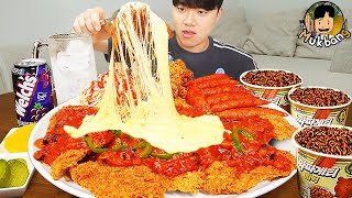 ASMR MUKBANG 직접 만든 양념 치킨먹방 돈까스 짜파게티 레시피 amp 먹방 FRIED CHICKEN AND BLACK BEAN NOODLES EATING SOUND [upl. by Kroll]