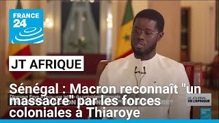 Sénégal  Macron reconnaît quotun massacrequot par les forces coloniales à Thiaroye • FRANCE 24 [upl. by Wrdna]