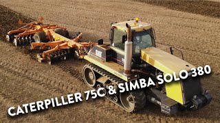 4Kᵁᴴᴰ October 2023 Caterpillar Challenger 75C amp Simba Solo 380 cultivating stubble in Suffolk [upl. by Maurili]