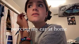 piercing my ear at home don’t try this at home [upl. by Ettedo]