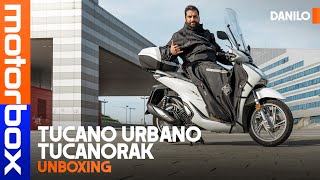 Tucano Urbano Tucanorak Ecco come funziona lantipioggia per il TERMOSCUD  MotorUnboxing [upl. by Ijan]