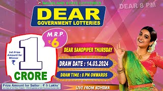 DEAR GOVERNMENT LOTTERIES LIVE DRAW SANDPIPER THURSDAY WEEKLY LIVE DRAW DEAR 8 PM DRAW DATE 140324 [upl. by Rogovy]