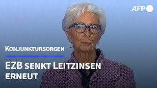 Konjunktursorgen EZB senkt Leitzinsen erneut  AFP [upl. by Hannon]