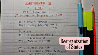 Reorganization of States  Handwritten Notes  Lec8  Indian Polity  An Aspirant [upl. by Godart]