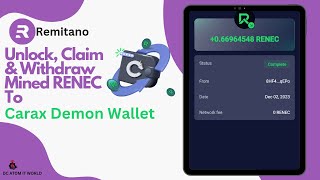 Unlock Claim amp Withdraw Your Mined RENEC To Your Carax Demon Wallet [upl. by Hinson]