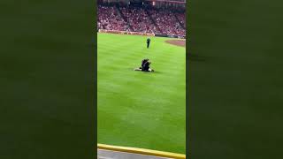 Reds fan does backflip on field before getting tased by police officer in Cincinnati [upl. by Cyndi]