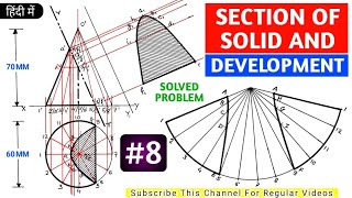 SECTION OF SOLID SOLVED PROBLEM 8 AND DEVELOPMENT OF SURFACES PROBLEMS [upl. by Nahtannoj47]