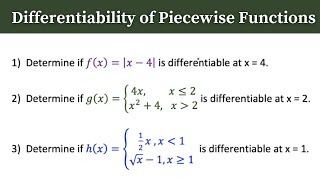 Differentiability of Piecewise Functions  Calculus [upl. by Deadman]