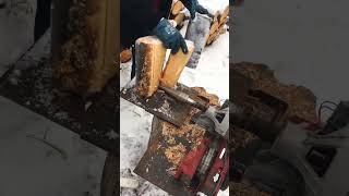 Wood Splitting Drill Woodwork Woodcutting Firewood Shorts [upl. by Norred]