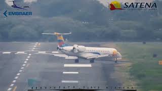 Hermosa vista en el aterrizaje de un Embraer 145 de SATENA en el aeropuerto EOH medellin antioquia [upl. by Fisch563]