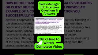 Sales Manager Interview Questions and Answers  Sales Interview Questions and Answers [upl. by Dougy890]