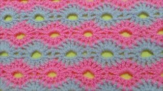 How to Crochet Road of flowers Stitch  Crochet Patterns  2 [upl. by Gasser]