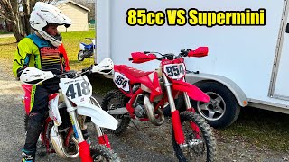 Big Difference KTM Gas Gas Husqvarna 85cc VS Supermini 105cc 2Stroke Motocross Bikes GasGas MC [upl. by Sivle]