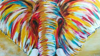 Colorful Elephant art abstract acrylic painting [upl. by Esilanna]