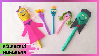 TAHTA KAŞIKTAN KUKLA YAPIMI  EVDE KOLAY KUKLA YAPIMI  PUPPET MAKING  DIY [upl. by Notsgnik]