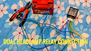 DUAL HEAD LAMP RELAY CONNECTION 🤩  RELAY CONNECTION  RELAY WAIRING [upl. by Eugaet989]