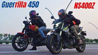 Guerrilla 450 vs NS400Z Drag Race [upl. by Olshausen]